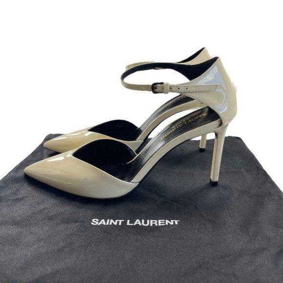 Saint Laurent Pumps Patent Anja 85 Ankle Strap Pointed 37 Coquille - Picture 4 of 8